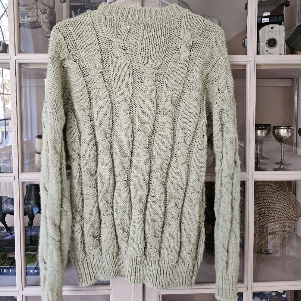 Pastiche Anthropologie Cable Knit Sweater SZ M Alpaca Wool Fisherman Grandpa - Picture 5 of 6